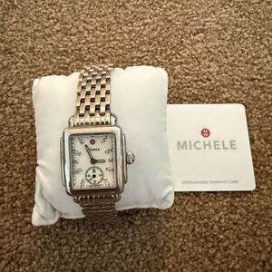 Michele Silver Timepiece with Cream Dial